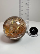 Load image into Gallery viewer, Garden Quartz Golden Rutile and/or Cubic Golden Pyrite Sphere • High Grade • RARE