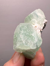 Load image into Gallery viewer, High-Grade Gemmy Green Apophyllite on White Stilbite | Deccan Traps, Maharashtra, India