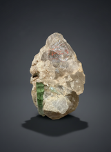 Load image into Gallery viewer, Bicolor Blue Green Tourmaline on Clear Quartz Crystal | Pegmatite Mineral Specimen from Pakistan