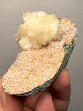 Load image into Gallery viewer, White Stilbite Flower & Red Apophyllite on Peach Heulandite | Deccan Traps, India