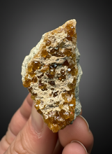 Load image into Gallery viewer, Hessonite Garnet Cluster on Matrix – Natural Collector Specimen from Pakistan | High-Grade Orange-Red Garnet Crystals