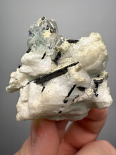 Load image into Gallery viewer, Dark Green Cap Stak Nala Tourmaline and Aquamarine on Cleavelandite Matrix – Haramosh Mountains, Pakistan