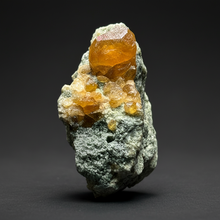 Load image into Gallery viewer, Hessonite Garnet Cluster on Matrix – Natural Collector Specimen from Pakistan | High-Grade Orange-Red Garnet Crystals
