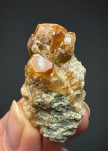 Load image into Gallery viewer, Hessonite Garnet Cluster on Matrix – Natural Collector Specimen from Pakistan | High-Grade Orange-Red Garnet Crystals