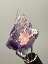 Load image into Gallery viewer, Rhodochrosite + Quartz on Purple Isometric Fluorite (Thumbnail Specimen) | Wutong Mine, China