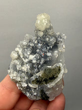 Load image into Gallery viewer, Druzy Apophyllite over Golden Calcite & Black Chalcedony Stalactites | Deccan Traps, Maharashtra, India