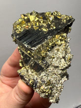 Load image into Gallery viewer, 4” New Find: Huanzala Mine Peru Sphalerite + Chalcopyrite + Apatite + Calcite + Quartz | Collector Display Specimen