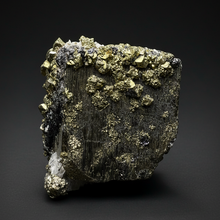 Load image into Gallery viewer, 3” New Find: Huanzala Mine Peru Sphalerite + Chalcopyrite + Apatite + Calcite + Quartz | Collector Display Specimen