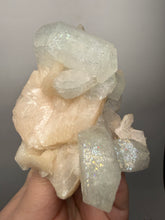 Load image into Gallery viewer, High-Grade Light Green Apophyllite on Pink Stilbite Zeolite | Indian Collector Mineral Specimen