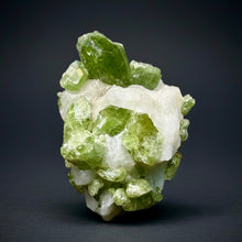Load image into Gallery viewer, Electric Green Diopside on Quartz – Collector Mineral Specimen (Gilgit-Baltistan) Pakistan