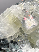Load image into Gallery viewer, High-Grade Green Apophyllite with Pink Stilbite on Black Chalcedony – Deccan Traps, India