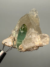 Load image into Gallery viewer, Blue Indicolite & Mint Green Tourmaline on Quartz Matrix – Pegmatite Mineral Specimen from Pakistan
