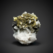Load image into Gallery viewer, High-Grade Golden Pyrite, Galena & Sphalerite on Quartz | Collector Mineral Specimen | Madan Ore Field, Rhodope Mountains, Bulgaria