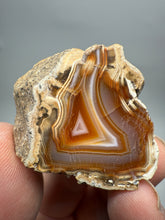 Load image into Gallery viewer, Indonesian Sumatra Agate Half – Vibrant Banded Chalcedony with Rich Color Zoning | Ethical Lapidary & Collector Display Specimens