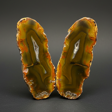 Load image into Gallery viewer, High-Grade Indonesian Sumatra Agate Pair – Vibrant Banded Chalcedony with Rich Color Zoning | Ethical Lapidary & Collector Display Specimens