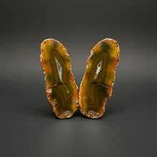 Load image into Gallery viewer, High-Grade Indonesian Sumatra Agate Pair – Vibrant Banded Chalcedony with Rich Color Zoning | Ethical Lapidary & Collector Display Specimens