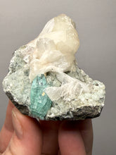 Load image into Gallery viewer, High-Grade Gemmy Green Apophyllite on White Stilbite & Apophyllite | Deccan Traps, Maharashtra, India