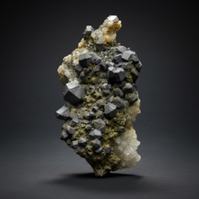 Load image into Gallery viewer, Moroccan Galena with Druzy Pyrite on Quartz | Collector Display Specimen