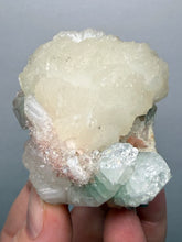 Load image into Gallery viewer, High-Grade Gemmy Green Apophyllite on White Stilbite | Deccan Traps, Maharashtra, India