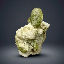 Load image into Gallery viewer, Electric Green Diopside on Quartz – Collector Mineral Specimen (Gilgit-Baltistan) Pakistan