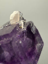 Load image into Gallery viewer, Rhodochrosite + Quartz on Purple Isometric Fluorite (Thumbnail Specimen) | Wutong Mine, China