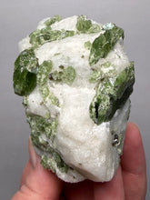 Load image into Gallery viewer, Electric Green Diopside on Quartz – Collector Mineral Specimen (Gilgit-Baltistan) Pakistan