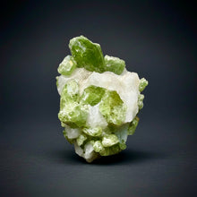 Load image into Gallery viewer, Electric Green Diopside on Quartz – Collector Mineral Specimen (Gilgit-Baltistan) Pakistan