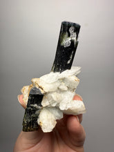Load image into Gallery viewer, Blue Cap Dark Green Stak Nala Tourmaline on Cleavelandite Matrix – Haramosh Mountains, Pakistan