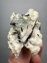 Load image into Gallery viewer, Dark Green Cap Stak Nala Tourmaline and Aquamarine on Cleavelandite Matrix – Haramosh Mountains, Pakistan