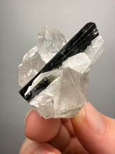 Load image into Gallery viewer, Dark Green Cap Stak Nala Tourmaline on Cleavelandite and Quartz Matrix – Haramosh Mountains, Pakistan