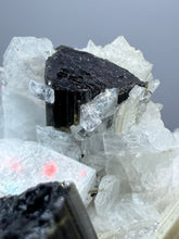 Load image into Gallery viewer, Dark Green Cap Stak Nala Tourmaline & Pink Morganite on Cleavelandite on Quartz Matrix – Haramosh Mountains, Pakistan