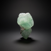 Load image into Gallery viewer, High-Grade Gemmy Green Apophyllite on White Stilbite | Deccan Traps, Maharashtra, India