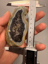 Load image into Gallery viewer, High-Grade Indonesian Sumatra Agate Pair – Rich Banded Chalcedony with Deep Smoky Amethyst Core | Ethical Lapidary & Collector Display Specimens