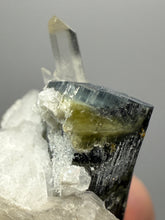 Load image into Gallery viewer, Self-healed Blue and Green Cap Stak Nala Tourmaline w Double Terminated Quartz on Cleavelandite Matrix – Haramosh Mountains, Pakistan