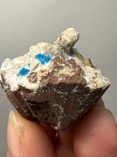 Load image into Gallery viewer, Rare Electric Blue Pentagonite on Druzy Matrix – Collector Mineral Specimen | India