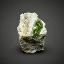 Load image into Gallery viewer, Electric Green Diopside on Quartz – Collector Mineral Specimen (Gilgit-Baltistan) Pakistan