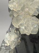 Load image into Gallery viewer, Premium Cubic Green–Purple Phantom Fluorite with Flower Calcite on Matrix
Xianghualing Mine, Hunan Province, China