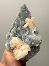 Load image into Gallery viewer, Pink Stilbite Druzy on Botryoidal Blue Chalcedony | High-Grade Mineral Collector Specimen