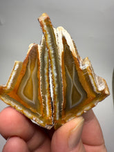 Load image into Gallery viewer, RARE POLYHEDROID Indonesian Sumatra Agate Pair – Vibrant Banded Chalcedony with Rich Color Zoning & Red Druzy Botryoidal Quartz| Ethical Lapidary & Collector Display Specimens
