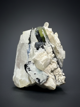 Load image into Gallery viewer, Dark Green Cap Stak Nala Tourmaline & Cleavelandite on Quartz Matrix – Haramosh Mountains, Pakistan