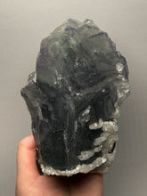 Load image into Gallery viewer, Premium Cubic Green–Purple Phantom Fluorite with Flower Calcite on Matrix
Xianghualing Mine, Hunan Province, China