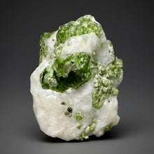Load image into Gallery viewer, Electric Green Diopside on Quartz – Collector Mineral Specimen (Gilgit-Baltistan) Pakistan