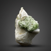 Load image into Gallery viewer, Electric Green Diopside on Quartz – Collector Mineral Specimen (Gilgit-Baltistan) Pakistan