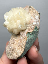 Load image into Gallery viewer, White Stilbite Flower & Red Apophyllite on Peach Heulandite | Deccan Traps, India