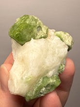 Load image into Gallery viewer, Electric Green Diopside on Quartz – Collector Mineral Specimen (Gilgit-Baltistan) Pakistan