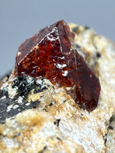Load image into Gallery viewer, Naturally Faceted Zircon Crystal on Pegmatite–Biotite Matrix • Pakistan Mineral Specimen