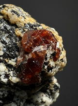 Load image into Gallery viewer, Naturally Faceted Zircon Crystal on Pegmatite–Biotite Matrix • Pakistan Mineral Specimen