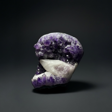 Load image into Gallery viewer, Druzy Amethyst on White Cathedral Calcite on Amethyst Cluster | Uruguay
