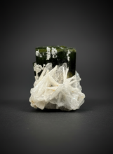 Load image into Gallery viewer, Dark Green Cap Stak Nala Tourmaline with Cleavelandite Flower – Haramosh Mountains, Pakistan | Thumbnail Specimen