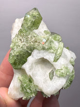 Load image into Gallery viewer, Electric Green Diopside on Quartz – Collector Mineral Specimen (Gilgit-Baltistan) Pakistan